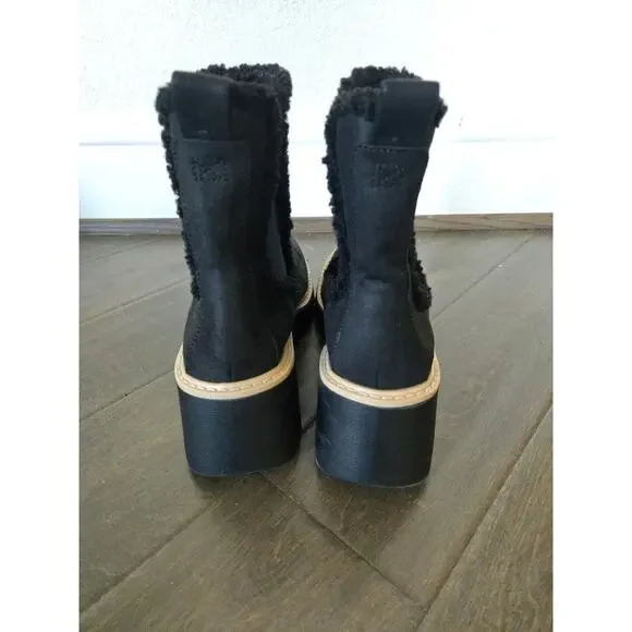 Dolce Vita Vandi Black Lug Sole Chelsea Boots Size 9.5 Platform Block Heel - Picture 4 of 7